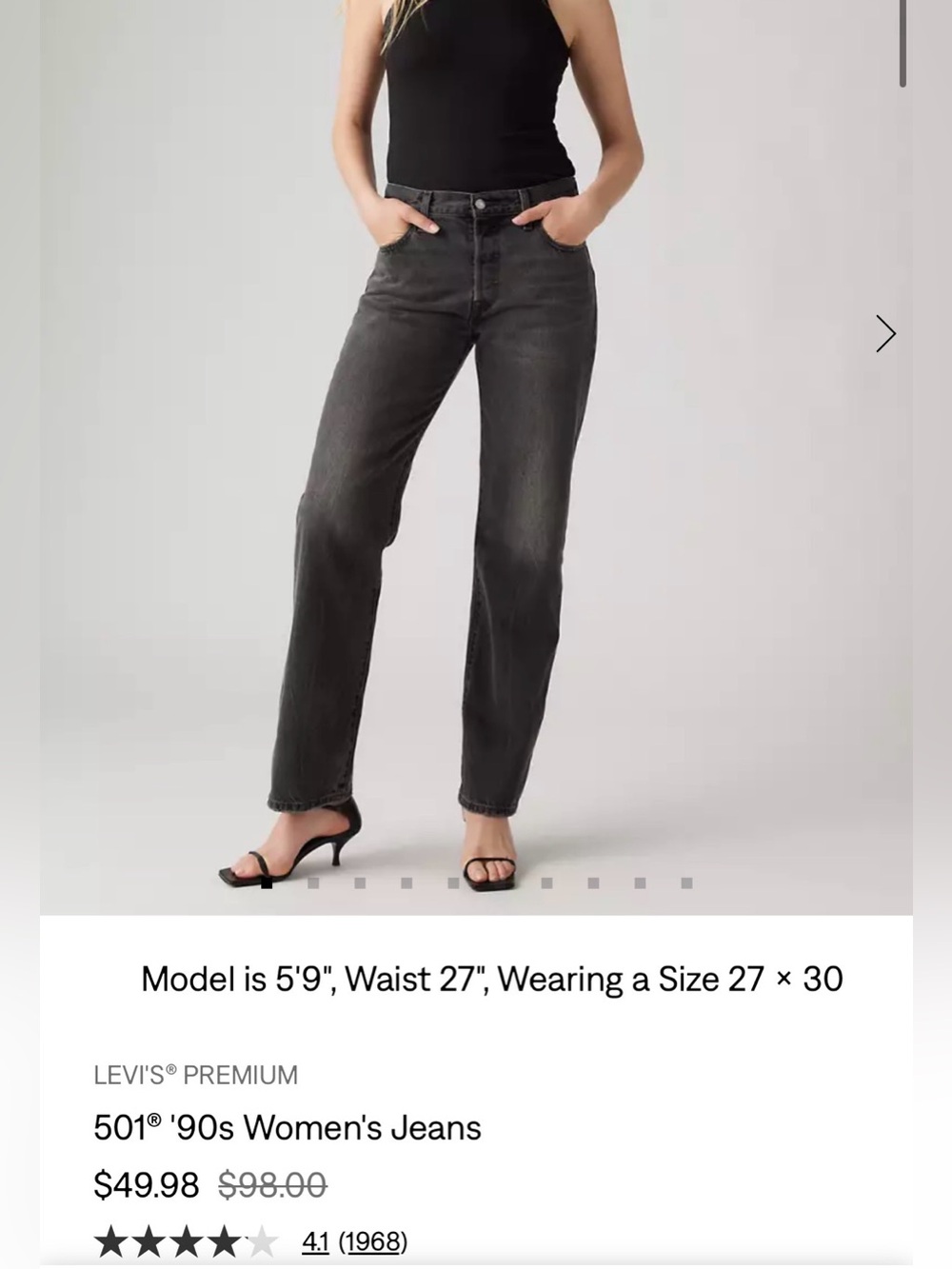 Levi’s Black 501 Button Fly 90s Women’s Straight Leg Jeans 32x32